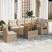 Loungeset 7-delig poly rattan beige