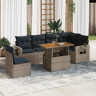 Loungeset 7-delig poly rattan grijs