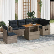 Loungeset 7-delig poly rattan grijs