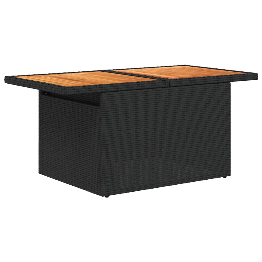 9-delige Loungeset met kussens poly rattan zwart