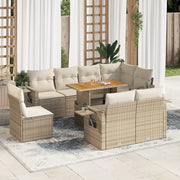 Loungeset 9-delig poly rattan beige