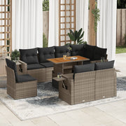 Loungeset 9-delig poly rattan grijs