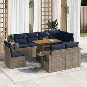 Loungeset 9-delig poly rattan grijs