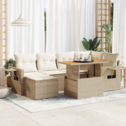 Loungeset 7-delig poly rattan beige