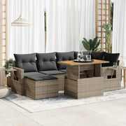 Loungeset 7-delig poly rattan grijs