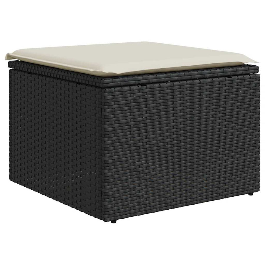 8-delige Loungeset met kussens poly rattan zwart