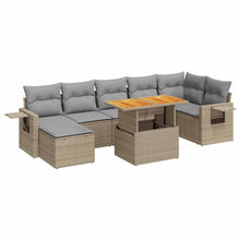 8-delige Loungeset met kussens poly rattan beige