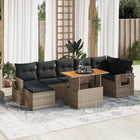 8-piece Lounge Set with Cushions Poly Rattan Grey
