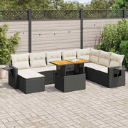 Loungeset 9-delig poly rattan zwart