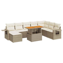 9-delige Loungeset met kussens poly rattan beige