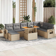 Loungeset 9-delig poly rattan beige