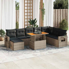 9-delige Loungeset met kussens poly rattan grijs