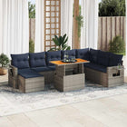 9-piece Loungeset with cushions poly rattan grey
