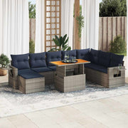 Loungeset 9-delig poly rattan grijs