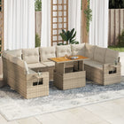 10-delige Loungeset met kussens poly rattan beige