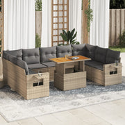 Loungeset 10-delig poly rattan beige