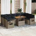 10-piece Lounge Set with Cushions Poly Rattan Grey