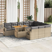 Tuinset poly rattan 11-delig beige