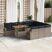 Loungeset 11-delig poly rattan grijs