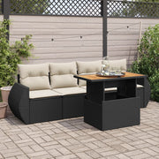 Loungeset 5-delig poly rattan zwart
