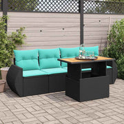 Loungeset 5-delig poly rattan zwart