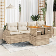 Loungeset 5-delig poly rattan beige met opbergruimte