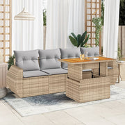Loungeset 5-delig poly rattan beige