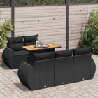 6-piece Lounge Set with Cushions Poly Rattan Black