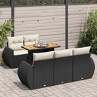 6-piece Lounge Set with Cushions Poly Rattan Black