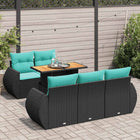 6-piece Lounge Set with Cushions Poly Rattan Black