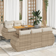 Loungeset 6-delig poly rattan beige