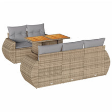 6-delige Loungeset met kussens poly rattan beige