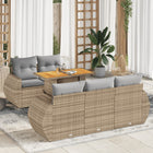 6-piece Lounge Set with cushions poly rattan beige