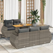 Loungeset 6-delig poly rattan grijs