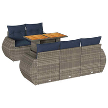 6-delige Loungeset met kussens poly rattan grijs