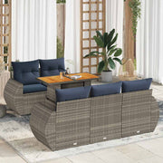 Loungeset poly rattan grijs 6-delig