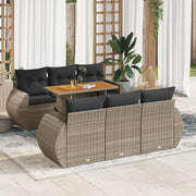 Loungeset 7-delig poly rattan grijs