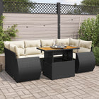 7-delige Loungeset met kussens poly rattan zwart