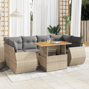 Loungeset 7-delig poly rattan beige