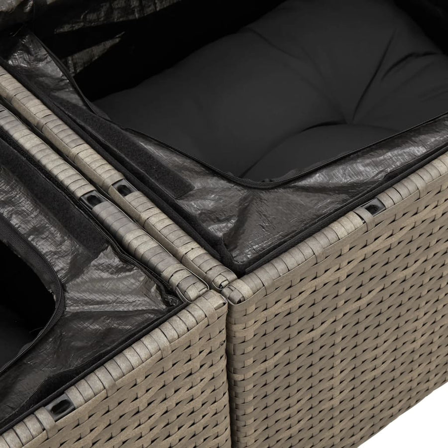 7-delige Loungeset met kussens poly rattan grijs