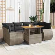 Loungeset 7-delig poly rattan grijs