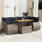 7-piece Lounge Set with Cushions poly rattan grey