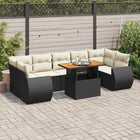 8-delige Loungeset met kussens poly rattan zwart