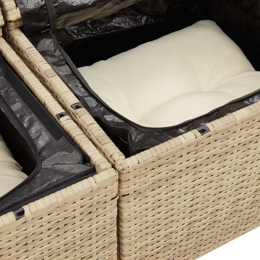 8-delige Loungeset met kussens poly rattan beige