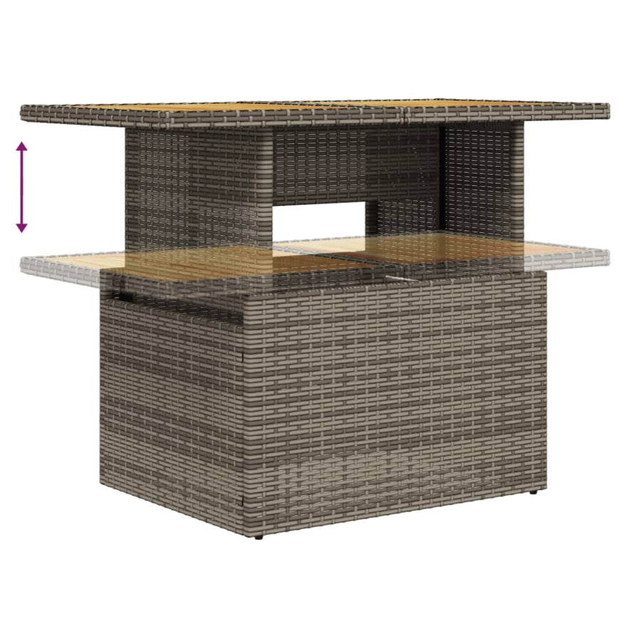 8-delige Loungeset met kussens poly rattan grijs