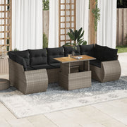 Loungeset poly rattan 8-delig grijs