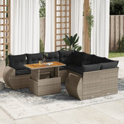 Loungeset 9-delig poly rattan grijs