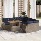 Loungeset 9-delig poly rattan grijs