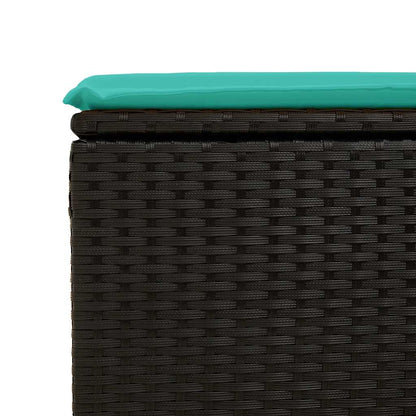 6-delige Loungeset met kussens poly rattan zwart