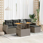 6-piece Lounge Set with Cushions Poly Rattan Grey